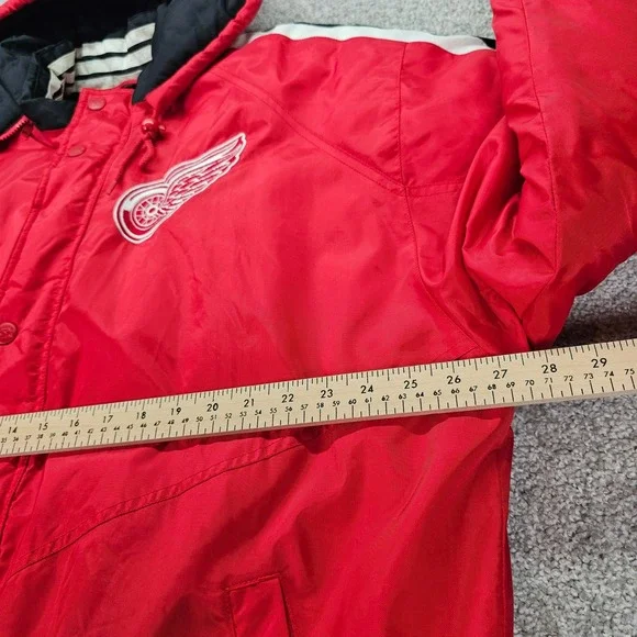 Vintage Starter‎ Detroit Red Wings Jacket NHL Full Snap Puffer Coat Mens Large